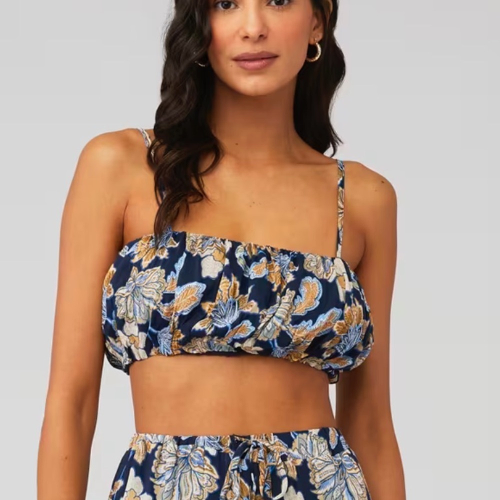 New! MINKPINK Quinn Navy Floral Crop Top 51585